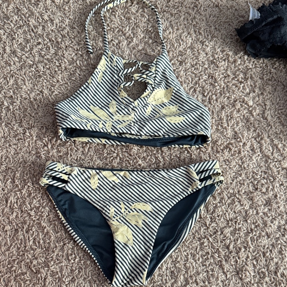 O'Neill Striped Bikini with Navy and Cream Accents